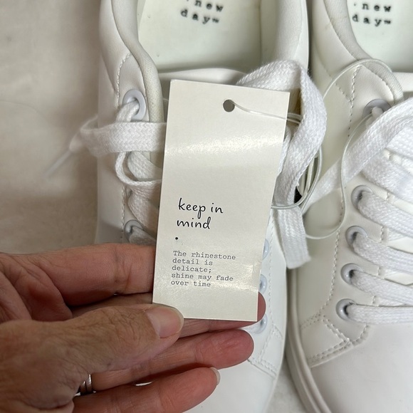 A New Day White  Sneakers with Rhinestones - Picture 8 of 12